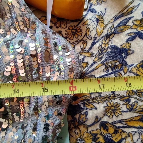 Camille La Vie Silver Sequin Halter Gown | Formal Prom Dress with Train | Size 6 - Picture 9 of 11